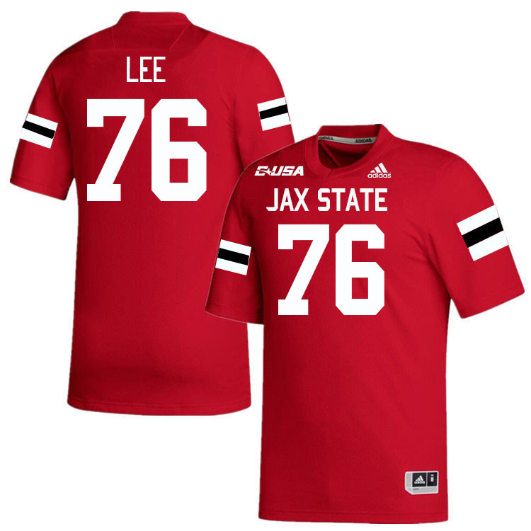 #76 Marvin Lee Jacksonville State Gamecocks College Football Jerseys Stitched-Red